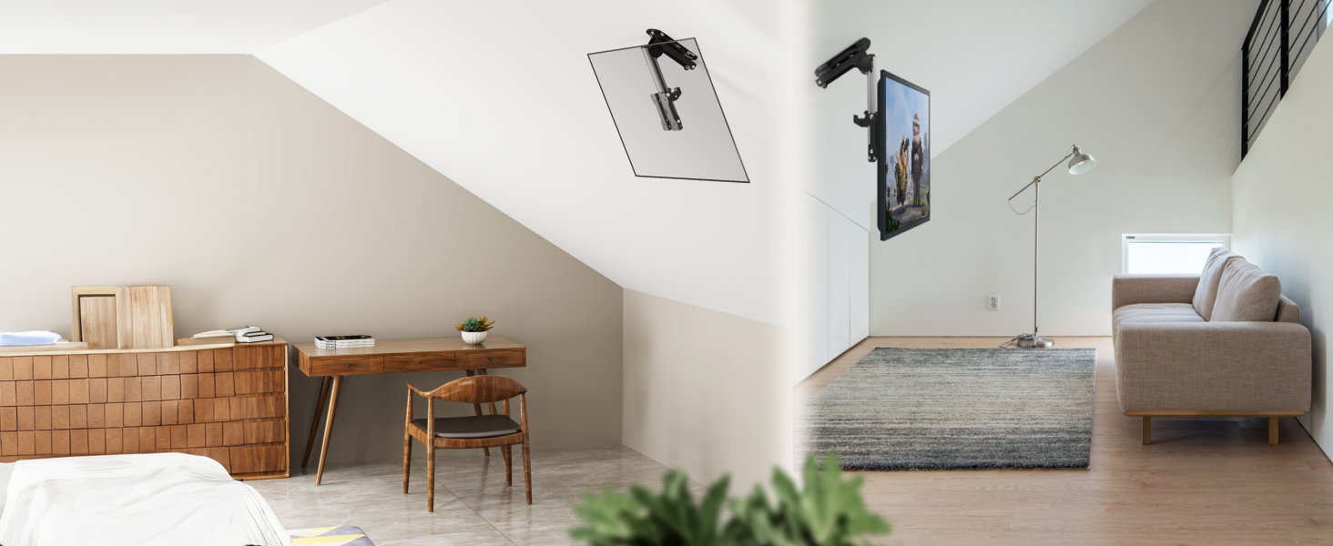 Кронштейн для телевізора стельовий поворотний RICOO 13-32 дюйми VESA 100x100 для плоских, Smart OLED та вигнутих телевізорів