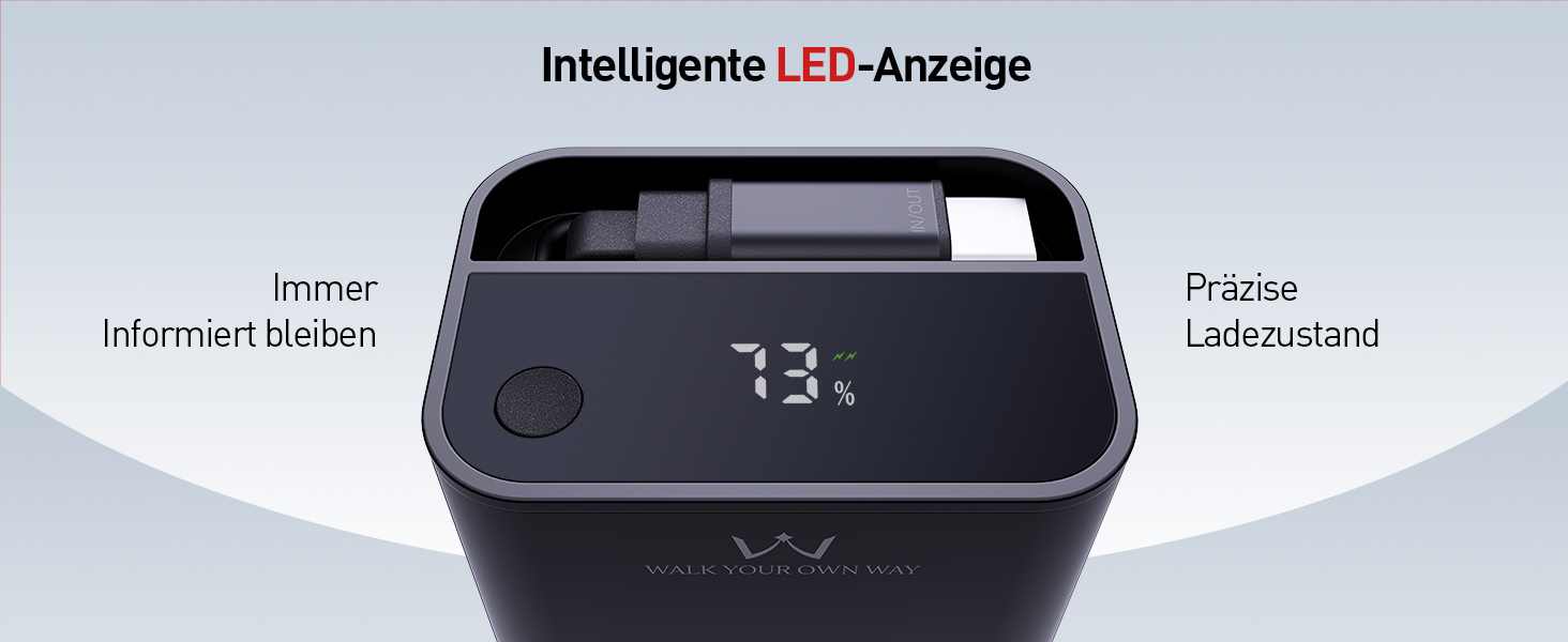 Power Bank iWALK 10000mAh з вбудованим кабелем USB-C 70см, 3 виходи, 30W PD, для iPhone, Samsung, Android, iPad (Чорний)