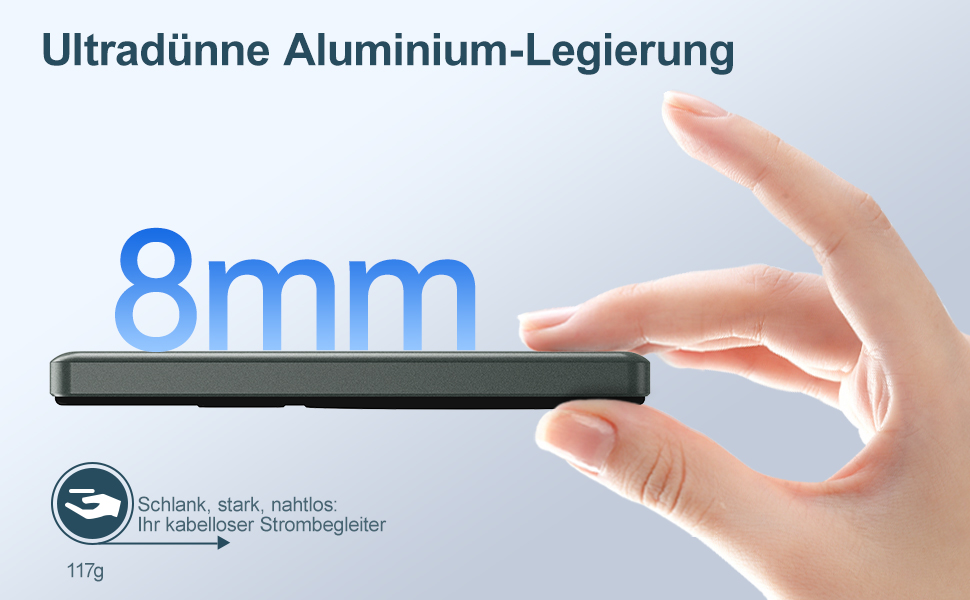 Power Bank NOHON Mag-Safe 5000mAh: Бездротовий акумулятор з магнітним кріпленням, 20W, USB-C, для iPhone 17/16/15/14/13/12 Pro/Pro Max (Грашко-чорний)