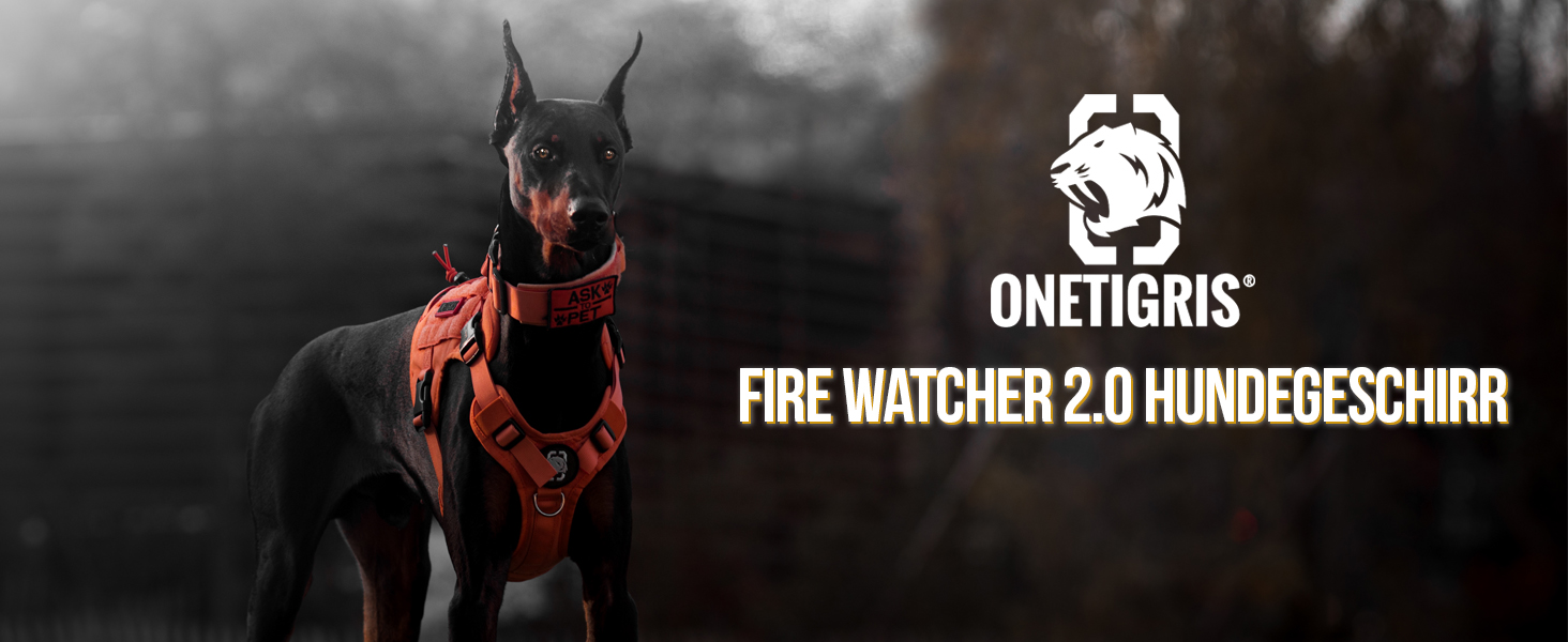 Тактичне обіднє оснащення для собак OneTigris Fire Watcher 2.0 з надійною металевою пряжкою, ручкою та MOLLE-системою, чорне