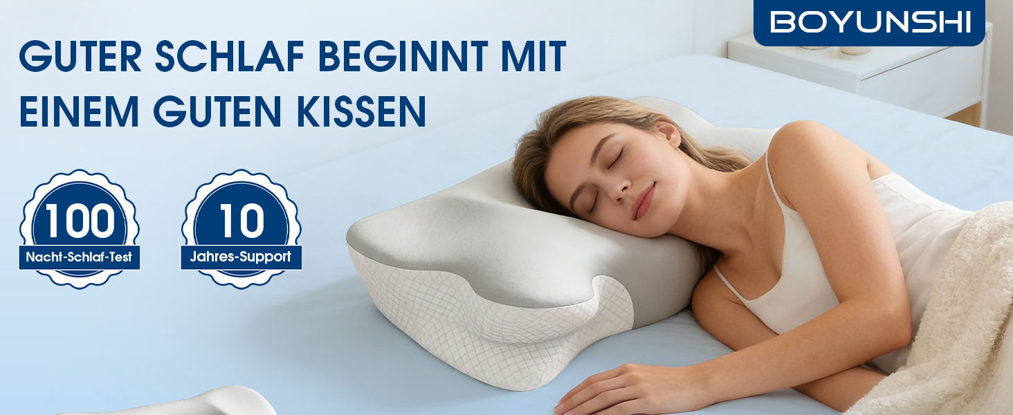 Подушка ортопедична BOYUNSHI з піни Memory Foam для сну на боці, спині та животі. 2 знімні охолоджуючі чохли, 2 висоти.