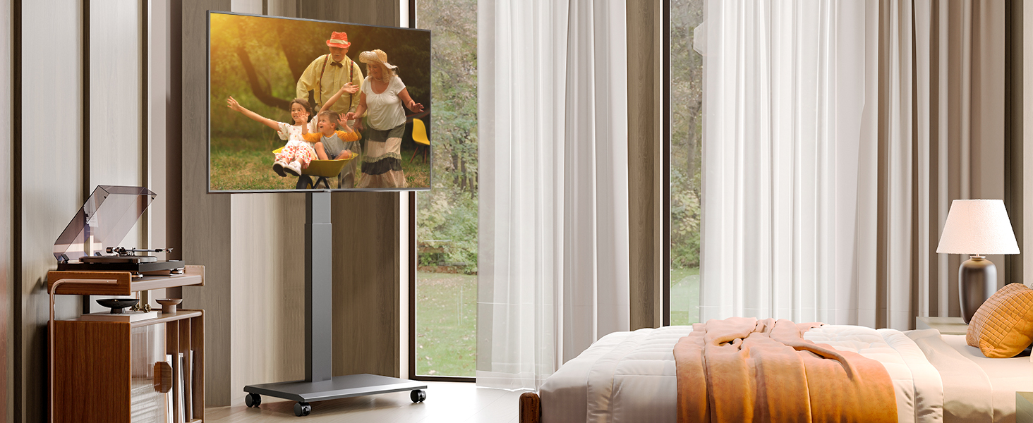 Підставка для телевізора FITUEYES на коліщатках, 32-75 дюймів, LED/LCD/Plasma, чорна, поворотна, нахильна