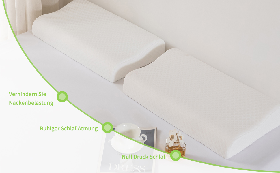 Ортопедична подушка Good Nite з піни Memory Foam для шиї та плечей, ергономічна, з контурною рельєфною формою, для сну на боці, від болю у шиї, 65x35x11/9 см