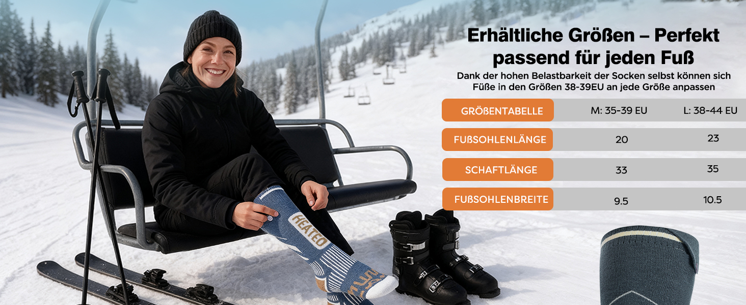 Гріючі шкарпетки для жінок та чоловіків, 5V 6000mAh, керування через додаток, зона нагріву збільшена на 30%, для катання на лижах, активного відпочинку, кемпінгу, походів та мотоциклів, розмір 38-44 EU