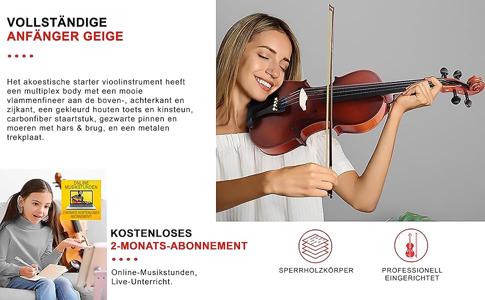 Скрипка Pyle Instrument 3/4 з дерева – повний набір для дітей та початківців: скрипка, стійка, підставка, тюнер, коліньйон, запасні струни та футляр