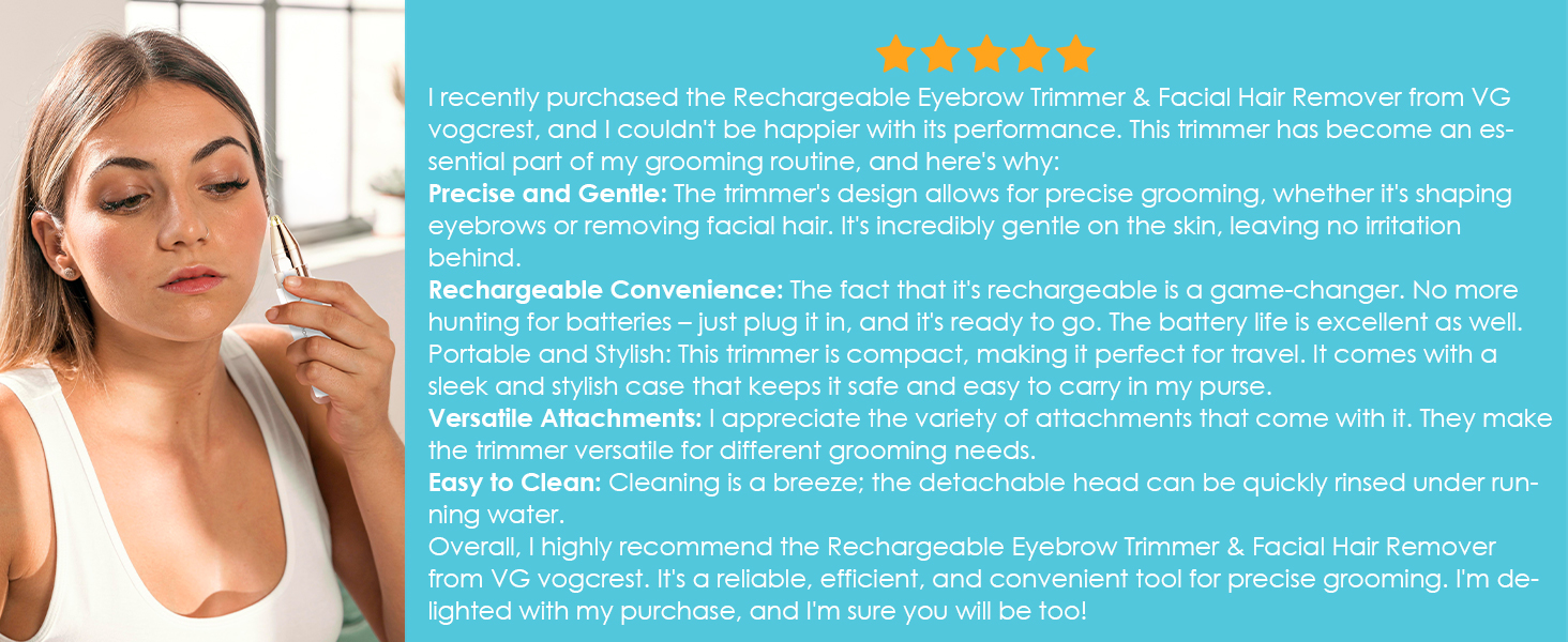 Тріммер для обличчя та брів 2-в-1 VG VOGCREST з LED-підсвічуванням - безболісне гоління обличчя, губ та тіла