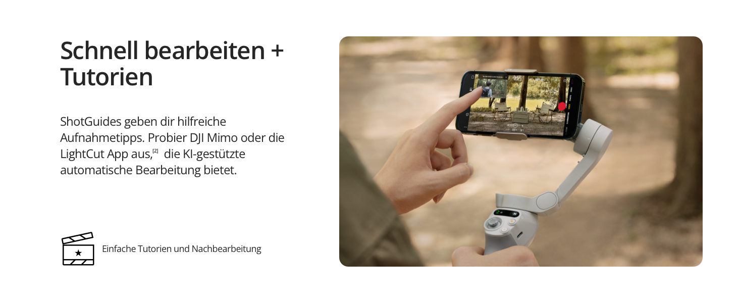 Стабілізатор DJI Osmo Mobile SE з підсвічуванням, 3-осьовий, для смартфонів, з ShotGuides та ActiveTrack 6.0, для зйомки Vlog