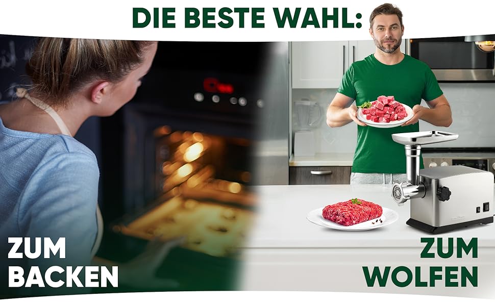Електричний м'ясорубка ProfiCook PC-FW 1272 з насадкою для печива та ковбасних виробів | 1200W, нержавіюча сталь (2024)