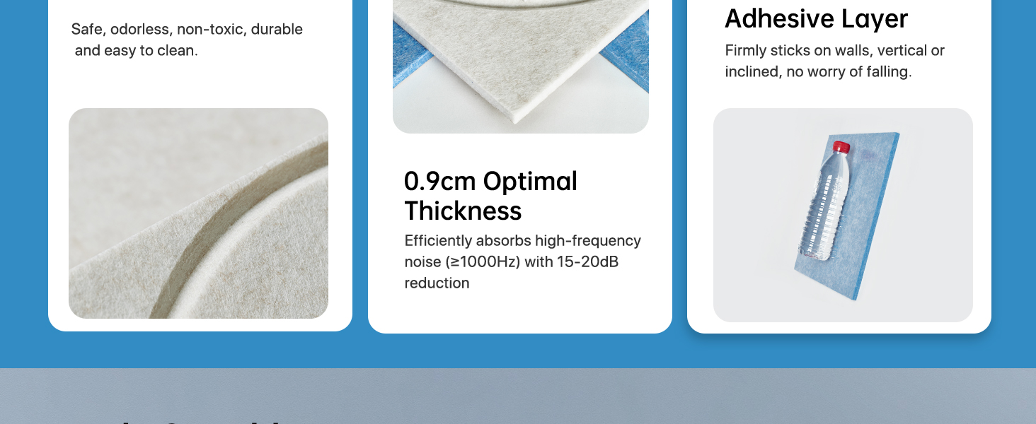 Акустичні панелі Soundsbay для звукоізоляції та декору стін, самоклеючі звукопоглинаючі плити з поліестеру, 30x30x0.9 см, світло-бежевий, 12 шт.