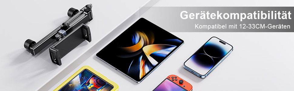 Тримач для планшета в авто: універсальний, висувний, для iPad, iPhone, Samsung, Switch, Kindle, 4-13 дюймів, з гачками, чорний