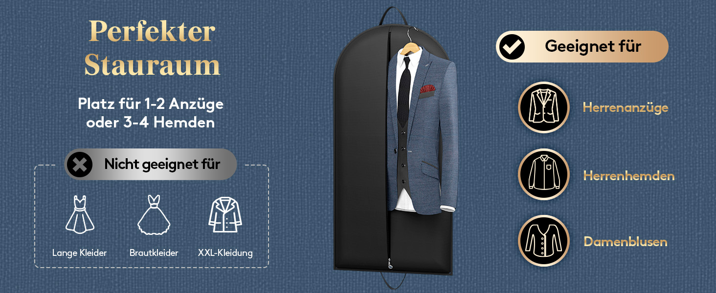 Чохол для одягу Lifewit 120 GSM з мішком для взуття - для костюмів, піджаків, ансамблів. Ідеально для подорожей та зберігання. Розмір 120 x 60 см.