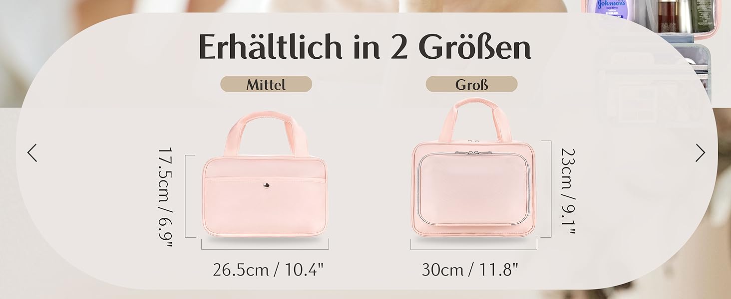 Чоловіча/Жіноча дорожня косметичка для підвішування – водонепроникна косметичка з прозорим вікном, легка, рожева, середнього розміру (30x23x10 см)