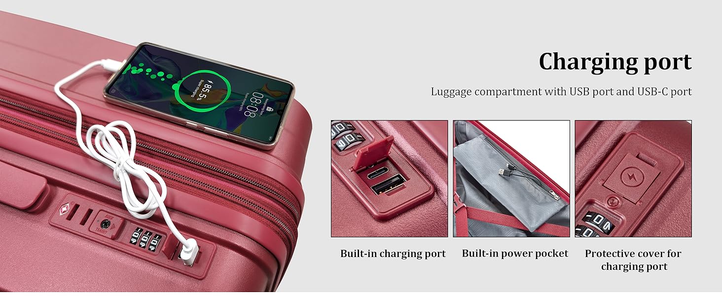 Набір валіз Joyway 4шт з жорстким корпусом та TSA-замком, розширюваний, чорний (червоний), комплект валіз