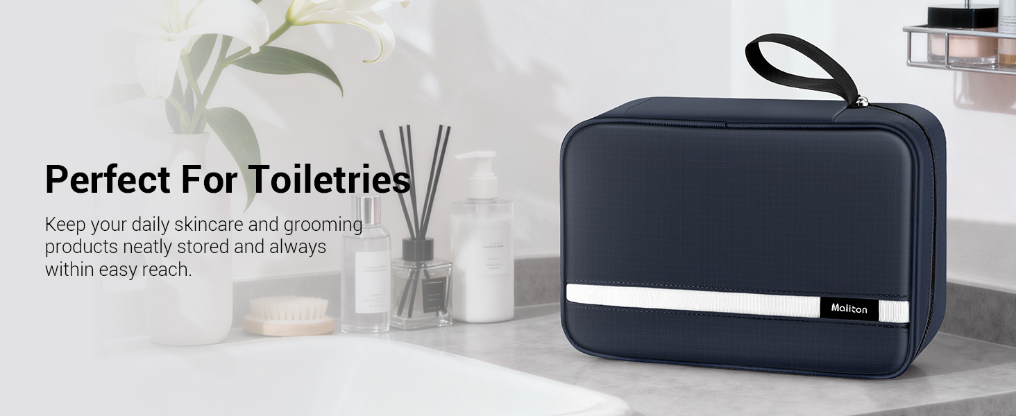 Сумка для туалетних речей Maliton: велика водонепроникна сумка для подорожей, спорту та басейну | 4 відділення | Складана | Navy Blue