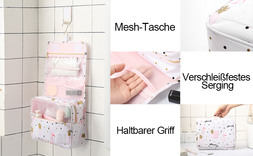 Жіноча сумочка для туалетних аксесуарів Lychii, органайзер для подорожей, підходить для валізи та ручної поклажі (рожевий фламінго)