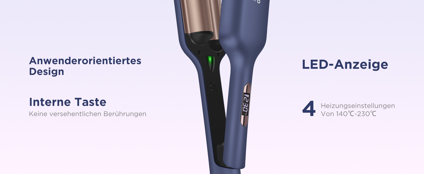 Welleneisen PARWIN PRO Meerjungfrau 32MM: великі локони, 4 температурні режими, швидке формування хвиль (Preußischblau)