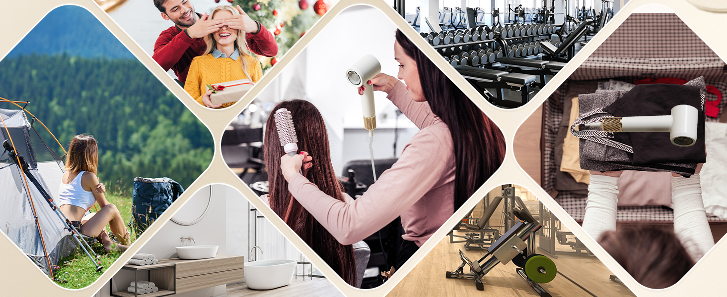 Фен з дифузором, потужний фен з мотором 160 000 об/хв, іонізатор, 500 млн негативних іонів, для подорожей та дому (сірий), з дифузором