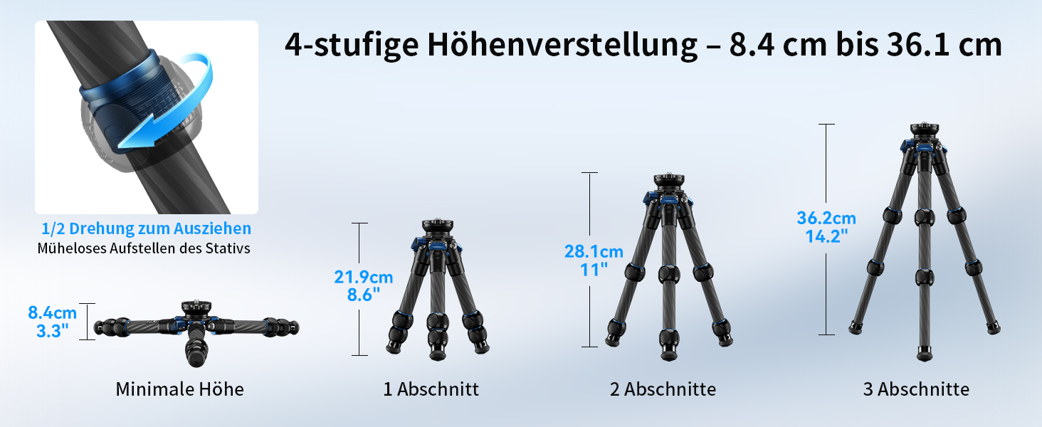 Штатив SIRUI AM-203S Mini з Алюмінію для DSLR, Vlogging - Макс. навантаження 15кг, 42см