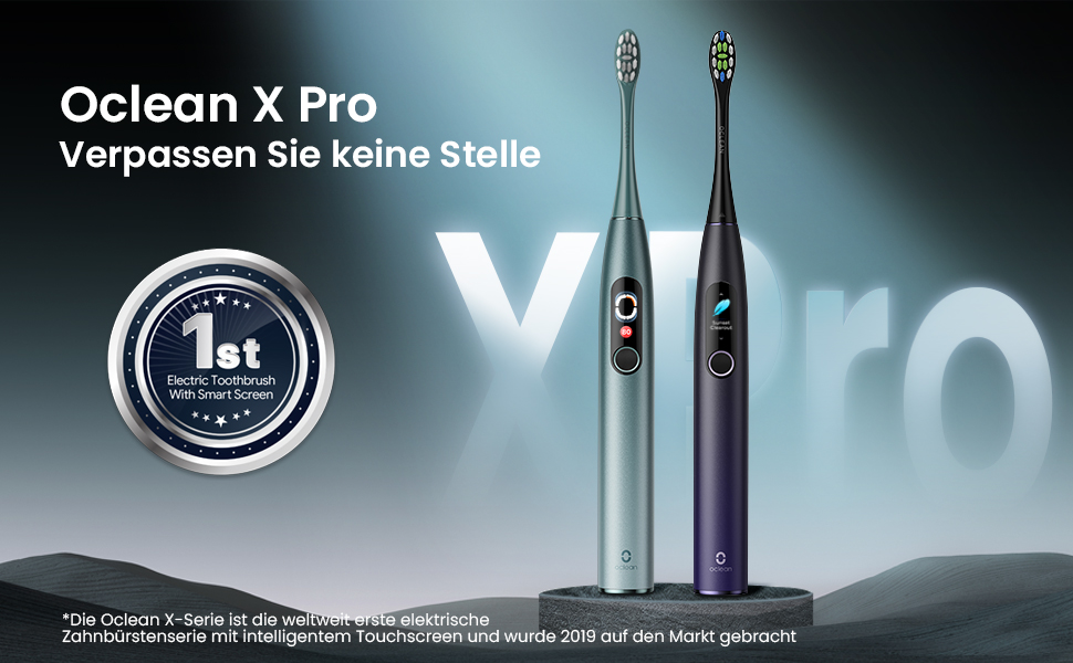 Oclean X Series Pro Electric Toothbrush Gift Set - Sonic Toothbrush with Display, 3 Modes & 32 Intensities, 6 Brush Heads & Travel Case