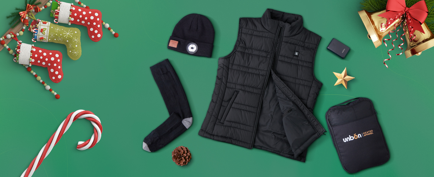 Обогріваючий жилет UNBON з акумулятором 10000mAh USB, чоловічий/жіночий, 3 режими нагріву, 6 зон нагріву, чорний