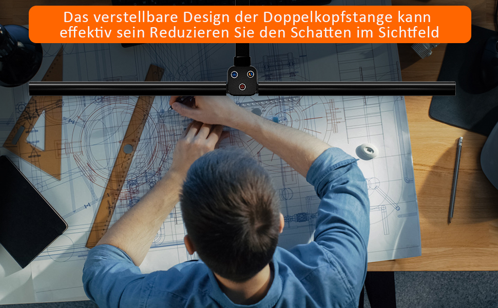 LED лампа для столу Doppelkopf з регулюванням яскравості, 24W, 80см, для дому/офісу, денне світло, лампа сови, кріпиться на стіл (чорний)