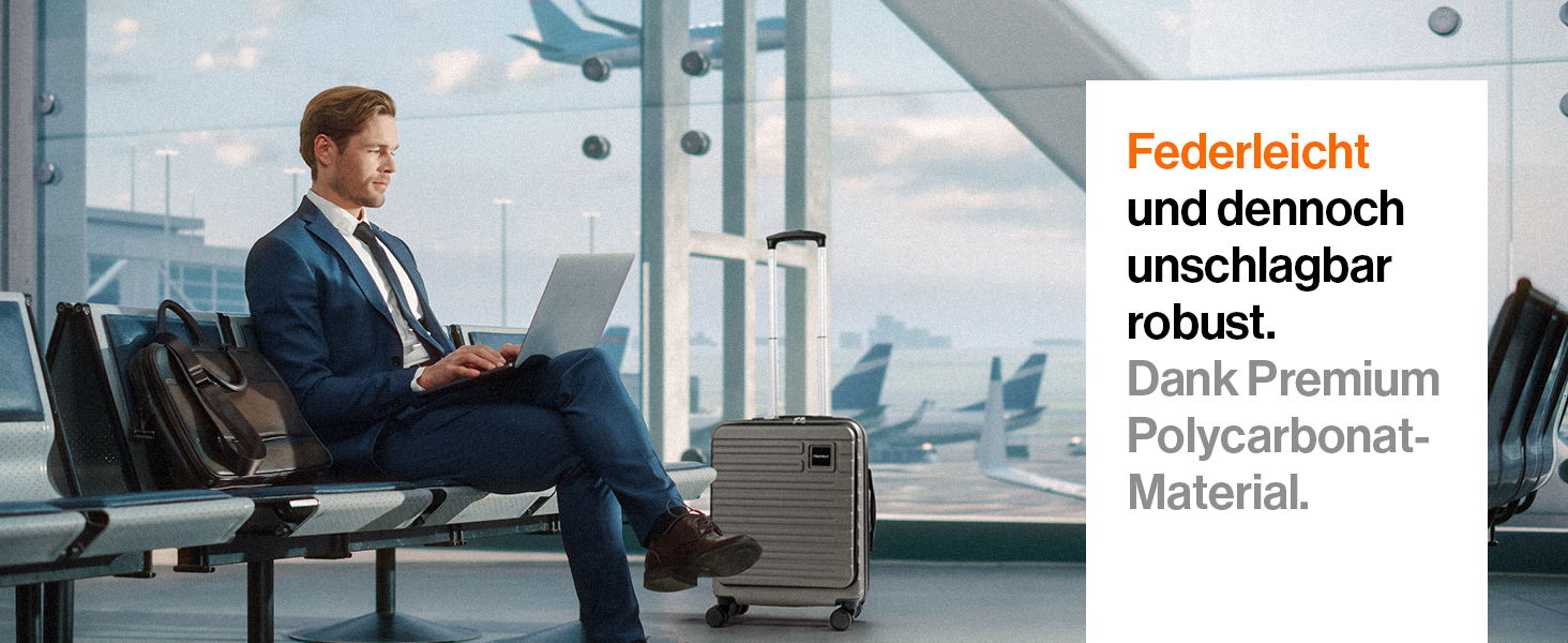 Чемодан ручної об'єм 55x40x23 см Travely Premium, розширюваний, з TSA замком та відділенням для ноутбука, 41-50 л, сірий