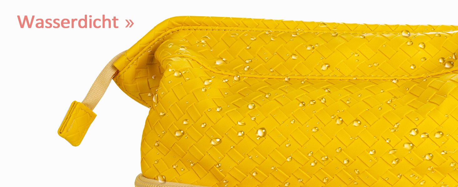 Жіноча косметичка-органайзер для макіяжу велика, водовідштовхувальна, з відділенням для пензлів, для подорожей (B-жовтий)