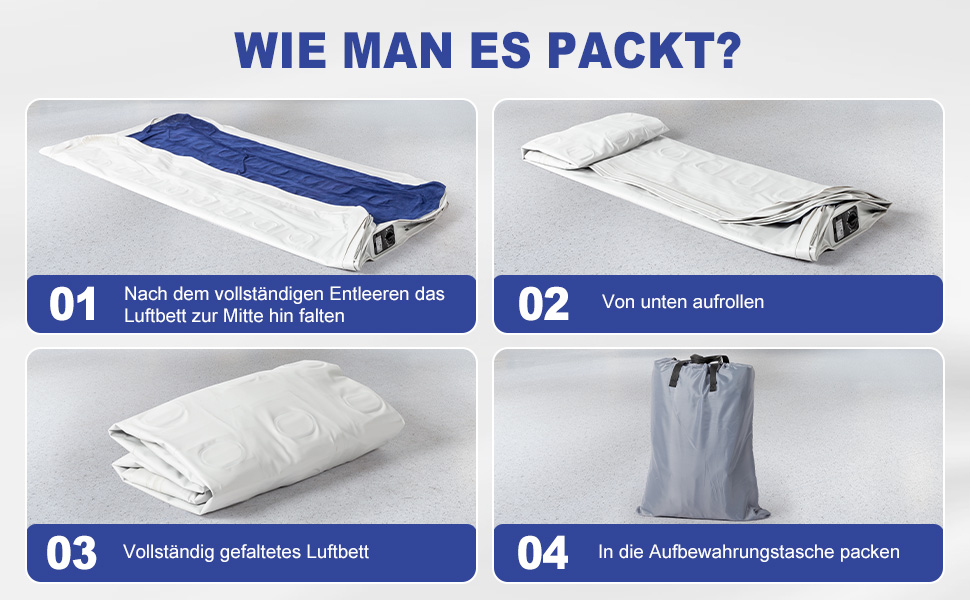 Надувний матрац LEADZM для 2 осіб з електронасосом, 203x152x46 см, сірий (синьо-білий). Флок + PVC, до 295 кг