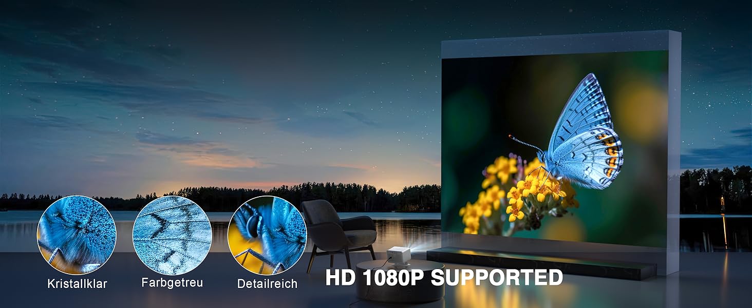 Портативний проєктор Mini Beamer 4K з корекцією трапеції, WiFi6, Bluetooth 5.2, Full HD 1080P, для підключення до телефону/ТБ-приставки/ноутбука/HDMI, A-23000L