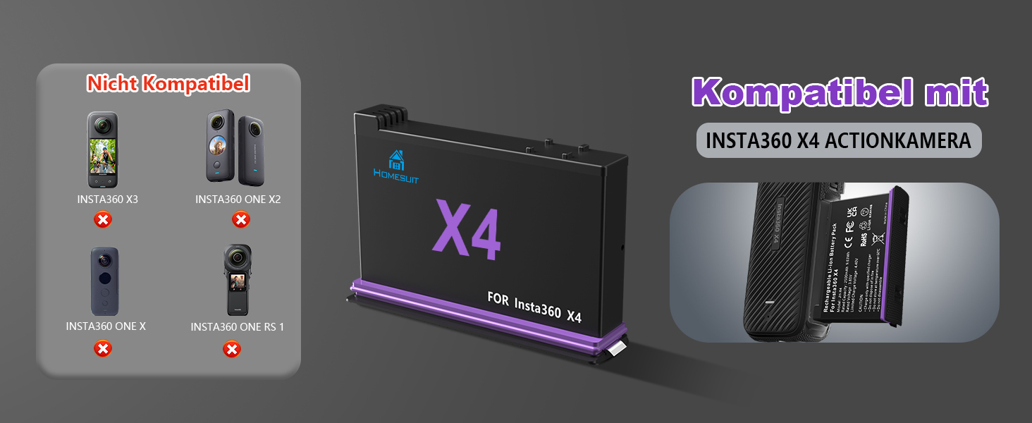 Акумулятор Insta360 X5 2 шт. + LED зарядний пристрій (2850mAh) + Micro SD картридер - комплект для Insta360 X5