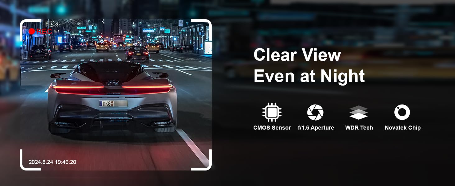Відеореєстратор FITCAMX для Volvo XC60/S90/V90 (2022-2026) 4K UHD, подвійний (перед/зад), WiFi, G-сенсор, 128GB карта