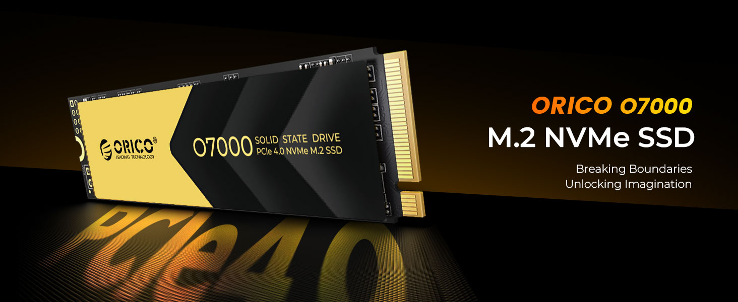 ORICO NVMe SSD 1TB PCIe 4.0 M.2 2280 Внутрішній SSD з радіатором для ПК та ноутбуків (7000 MB/s чтение, 6500 MB/s запись)