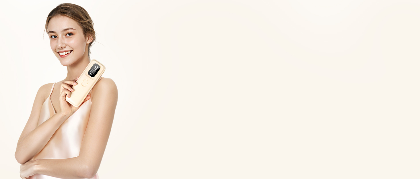 Пристрій для епіляції IPL Laser - Безболійний пристрій для видалення волосся IPL з 9 рівнями інтенсивності, 999,900 світлових імпульсів для дому, тіла, обличчя, зони бікіні та пахв (Бежевий)