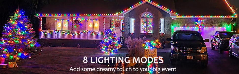 Ланцюжок прикрас Joomer 200 LED, 20м, на батарейках з таймером, 8 режимів, вологостійкий, для декору саду, вечірки, весілля, теплий білий колір, кабель прозорий