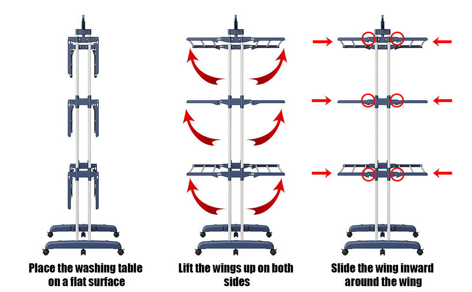 Сушарка для білизни 3-ярусна, турбо-тип, 75-200см, висувна, з 2 обертовими крилами, висота 180см, економна, на колесах для квартири, балкону та саду (сіра)