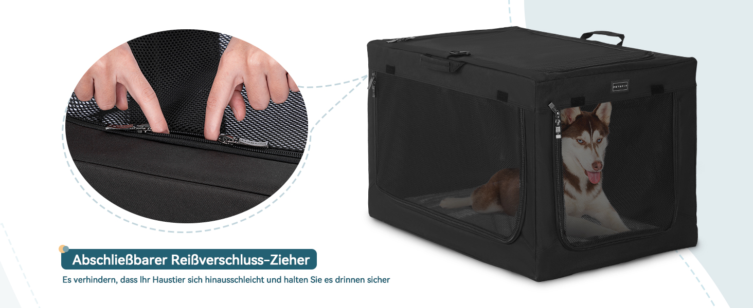 Клітка для собак Petsfit, велика, розкладна, чорна, 90x61x58 см, з підстилкою