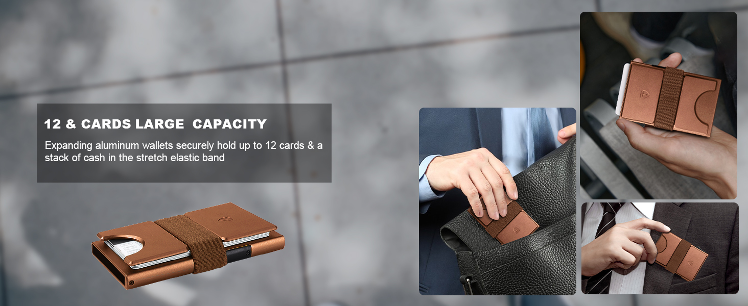 Чоловічий гаманець TOYFID з відділом для AirTag, 12 слотів для карток, відділенням для грошей, RFID захистом, коричневий, алюміній