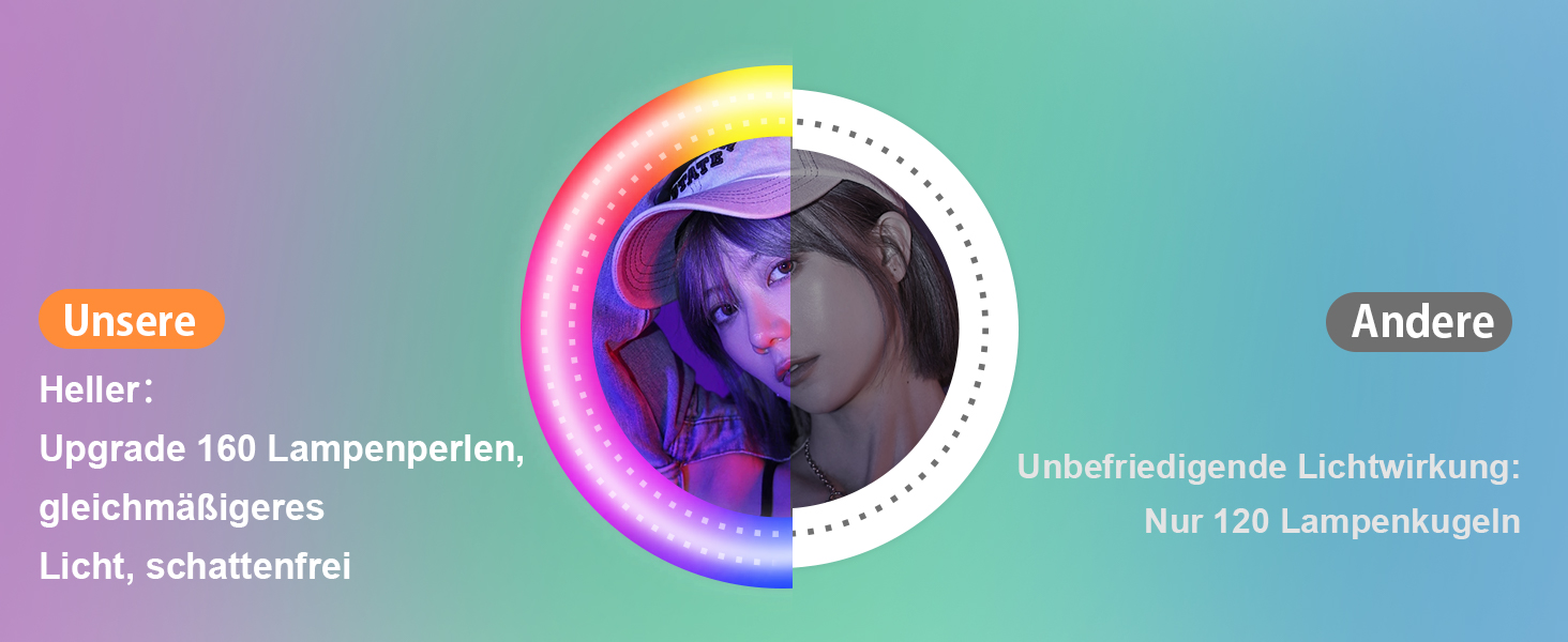 PEYOU Кольцеве світло з штативом, 42 режими RGB, для відео, Live, Vlog, YouTube, TikTok, макіяжу та фотографії