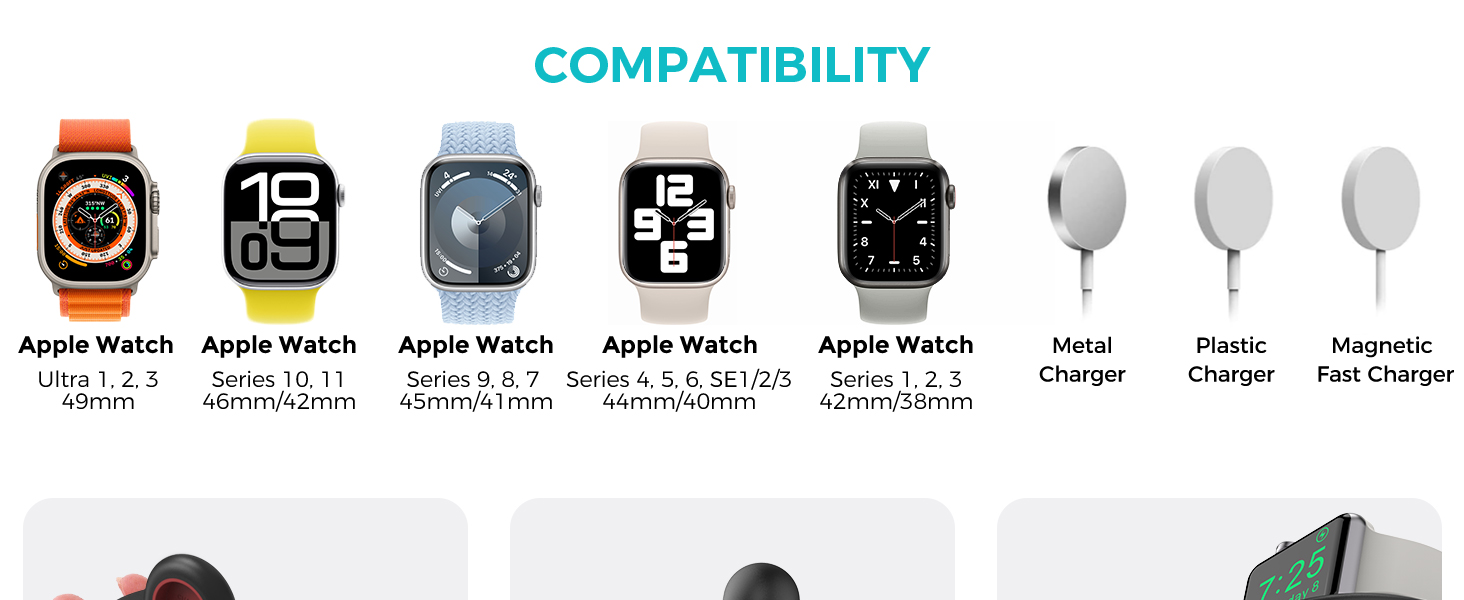 Стійка для зарядки 2 Apple Watch AHASTYLE, чорна. Сумісна з Ultra 3, Ultra 2, Ultra, SE3, SE2, SE, Series 11, 10, 9, 8, 7, 6, 5, 4, 3, 2, 1 (49/46/45/44/42/41/40/38mm). Без зарядного пристрою.