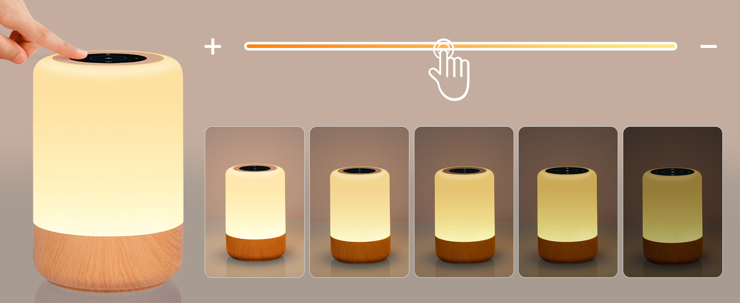 Нічник LED 2 шт, сенсорний диммер, USB зарядка, пульт ДУ, 13 кольорів, 3 режими, бездротовий таймер для спальні/вітальні (Коричневий)