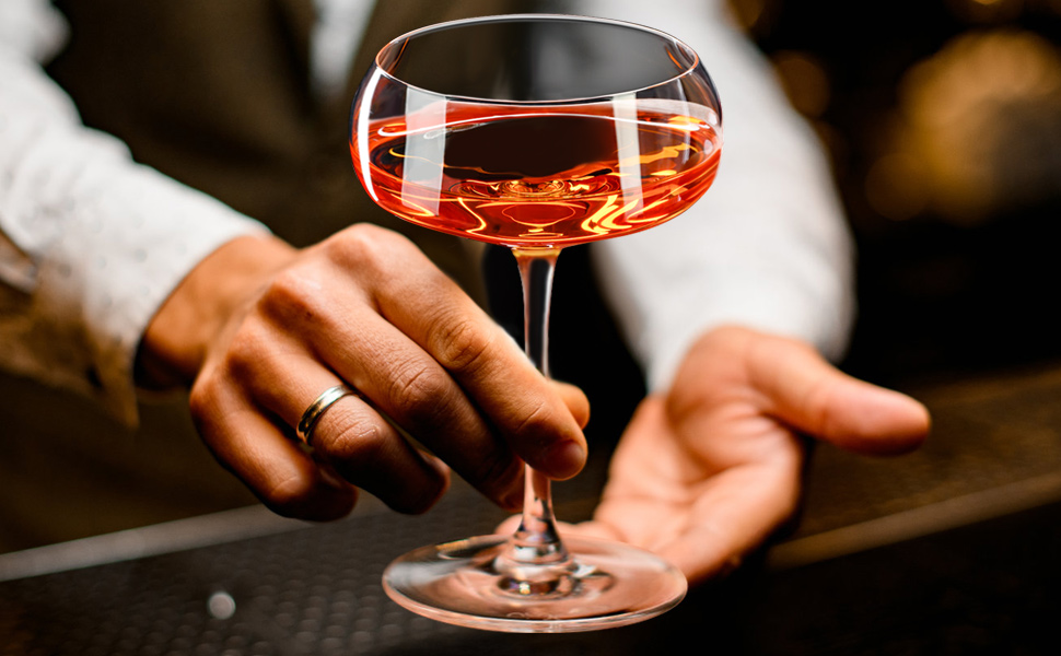 Набір келихів для Мартіні ParaCity 240 мл (4 шт), кришталеві келихи для коктейлів, шампанського, текіли, святкування