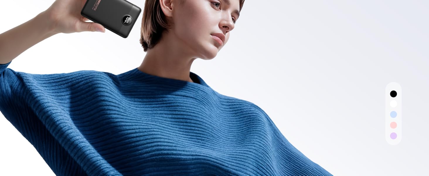 Powerbank VEEKTOMX 10000mAh: компактний зарядний пристрій з PD3.0 та QC3.0, USB-C, для iPhone/iPad/Samsung/Huawei/Xiaomi/OnePlus, білий