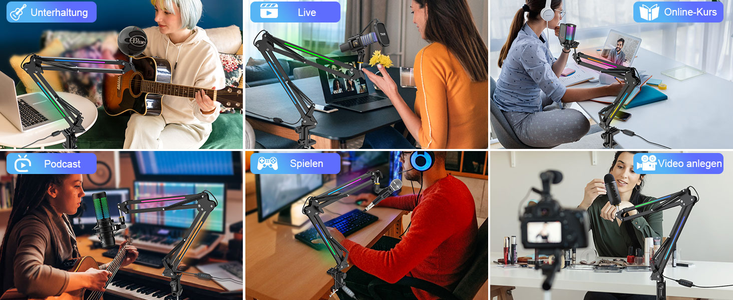 Кріплення для мікрофона ZealSound: регульований кронштейн для HyperX QuadCast/Blue Yeti та ручного мікрофона, з надійною підставкою та адаптером 3/8' - 5/8' – подарунок для геймерів та YouTube-блогерів