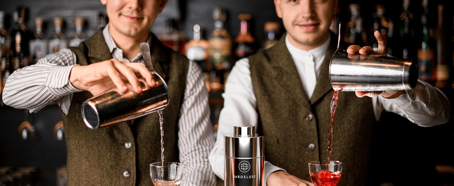 Барний набір для коктейлів BarDeluxe 12 предметів, шейкер 750 мл з нержавіючої сталі, набір бармена, подарунковий набір для коктейлів, сріблястий