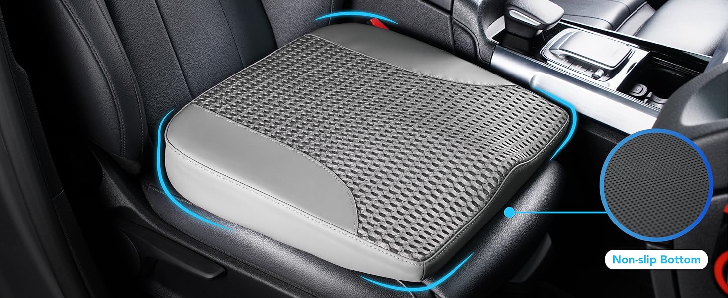 Подушка для сидіння в авто з Memory Foam для спини та куприка, шкіряна, 4D сітка, темно-сіра