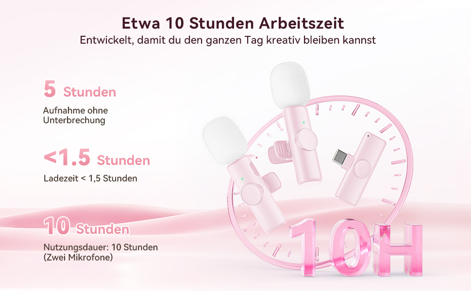 Беспроводной петличный микрофон 2шт, для iPhone, iPad, Android, с шумоподавлением, Plug & Play, для видео, подкастов, YouTube, TikTok (Рожевий)