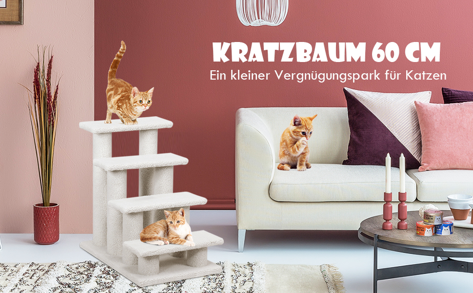 Сходинка для котів та собак GOPLUS - Кліматичний комплекс з драбиною, котячий будиночок, когтеточка (білий)