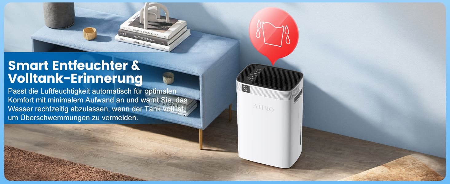 Електричний осушувач повітря 20 л/день з LED-дисплеєм, таймером та функцією відтавання, для квартир, ванних кімнат та підвалів