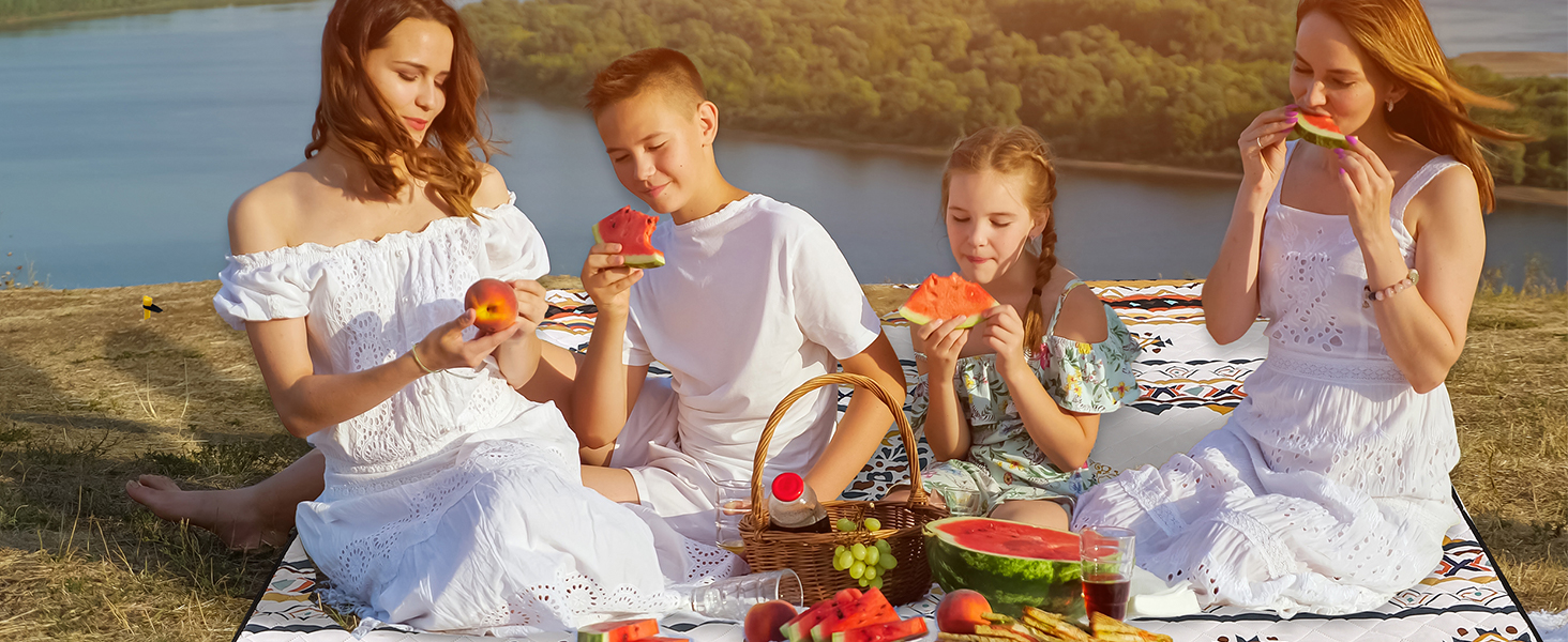 Плед для пікніка HAUSPROFI 200x200 см водонепроникний, ізольований - для пікніка, пляжу, кемпінгу. З бавовняним наповнювачем, ручкою та кілочками