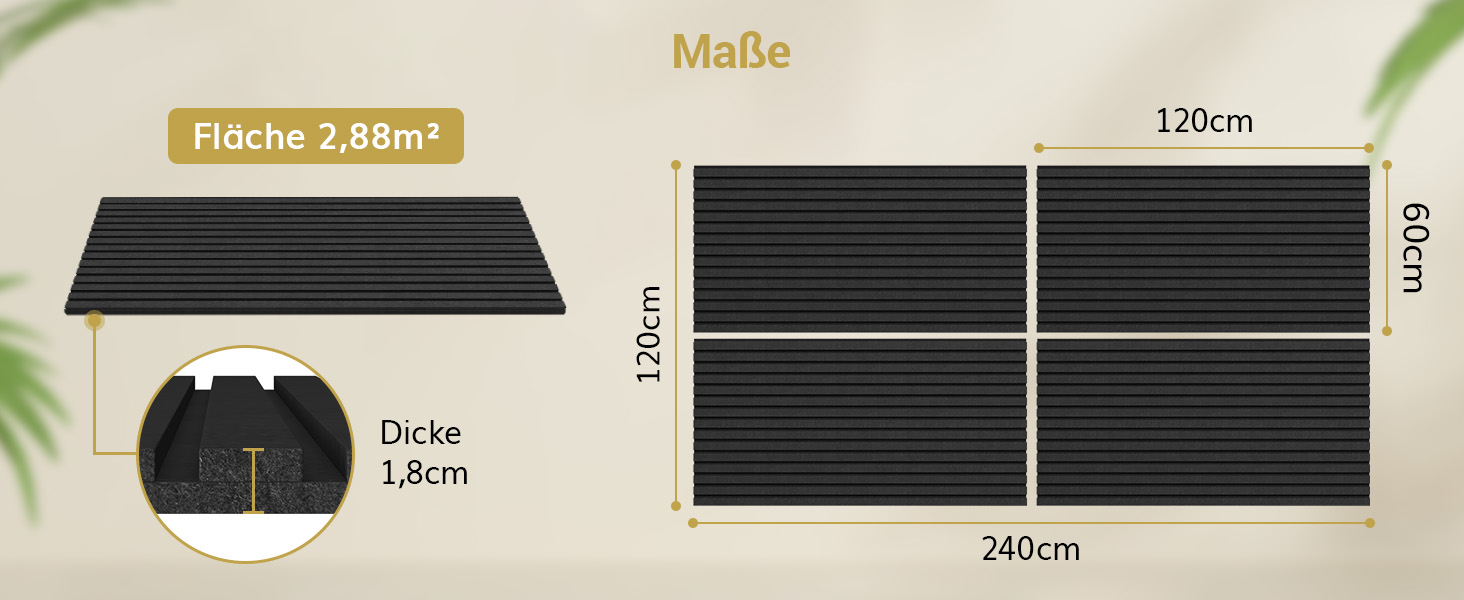 Акустичні панелі TONOR самоклеючі для звукоізоляції, шумопоглинаючі панелі для студії, офісу та дому, 120x60x1.8 см, чорний колір, 4 шт.